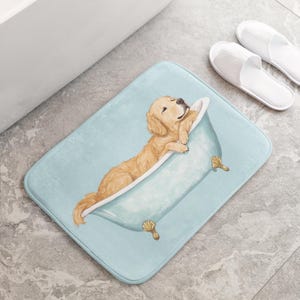 Golden Retriever Bath Mat, Dog Bathroom Rug, Cozy Pet Decor, Cute Puppy Bath Mat, Non-Slip Bathroom Rug, Dog Bath Mat, Animal Lover Gift