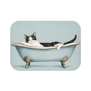 Tapis de bain chat, tapis de salle de bain animaux mignons, cadeau drôle d'amant de chat, tapis de douche fantaisiste de décoration de chaton antidérapant, accent unique de salle de bain confortable pour chat image 7
