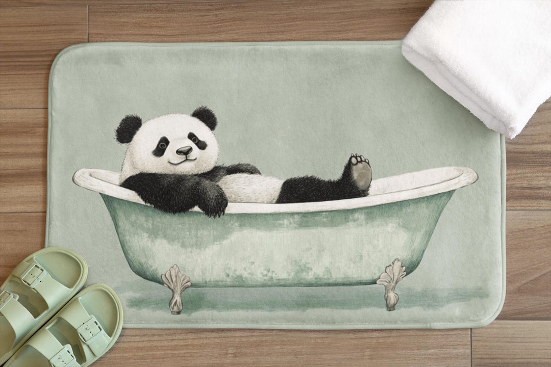 Panda Bath Mat, Cute Animal Bathroom Rug, Cozy Panda Decor, Funny Bath ...