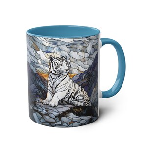 Taza Tigre Blanco de 325 ml, Taza de café con diseño de majestuoso felino, Taza de cerámica con diseño de vida silvestre, Taza con diseño de tigre de Bengala, Regalo para amantes de los animales, Taza única con diseño de naturaleza imagen 8