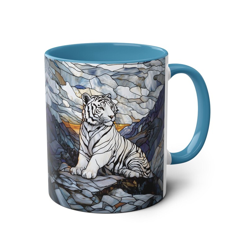 Taza Tigre Blanco de 325 ml, Taza de café con diseño de majestuoso felino, Taza de cerámica con diseño de vida silvestre, Taza con diseño de tigre de Bengala, Regalo para amantes de los animales, Taza única con diseño de naturaleza imagen 8