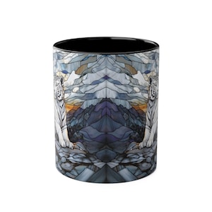 Taza Tigre Blanco de 325 ml, Taza de café con diseño de majestuoso felino, Taza de cerámica con diseño de vida silvestre, Taza con diseño de tigre de Bengala, Regalo para amantes de los animales, Taza única con diseño de naturaleza imagen 6