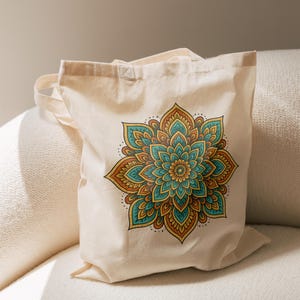 Mandala Tote Bag, Boho Yoga Tote, Spiritual Mandala Bag, Mindful Gift Idea, Sacred Geometry Bag, Artsy Grocery Bag, Unique Mandala Gift