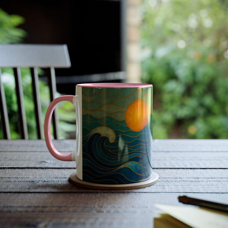 Stained Glass Ocean Wave Mug, Beach Sunset Coffee Mug, Coastal Mug, Surfer Gift, Ocean Lover Gift, Sea Mug, Nautical Mug, Beach House Gift image 9