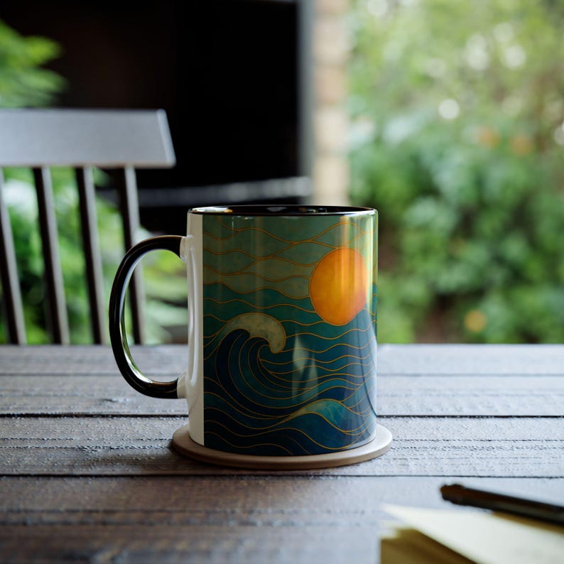 Stained Glass Ocean Wave Mug, Beach Sunset Coffee Mug, Coastal Mug, Surfer Gift, Ocean Lover Gift, Sea Mug, Nautical Mug, Beach House Gift image 8
