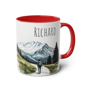 Personalized Hiker Mug, Custom Name Ceramic Hiking Coffee Mug, Mountain Landscape Tea Cup, Personalised Gift for Hikers & Nature Lovers image 9