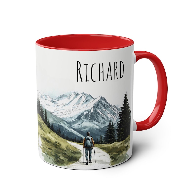 Personalized Hiker Mug, Custom Name Ceramic Hiking Coffee Mug, Mountain Landscape Tea Cup, Personalised Gift for Hikers & Nature Lovers image 9