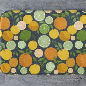 Citrus Fruit Bath Mat, Colorful Lemon Orange Lime Rug, Tropical Bathroom Decor, Vibrant Kitchen Mat, Fresh Fruit Accent Rug, Lemon Lover