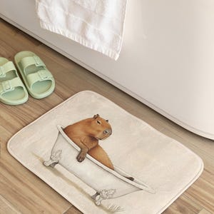 Capybara Bath Mat, Funny Capybara in Bathtub, Cute Bath Mat, Whimsical Bathroom Rug, Capybara Gift, Animal Lover Bathroom Decor, Unique Gift image 5