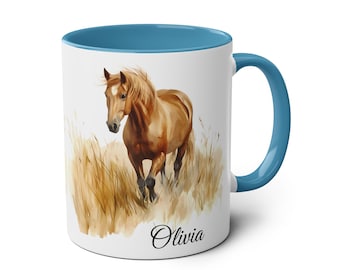 Pony Horse Pet - Tazza colorata per acquerelli, idea regalo, compleanno, lavoro, ufficio, tè e caffè di Natale (rosa