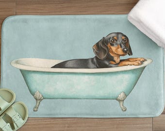 Badmat teckel, badkamertapijt schattig hondje, decor worstje, cadeau huisdierliefhebber, gezellige dierenbadmat, grillig hondenbadkleed, cadeau hondenliefhebber