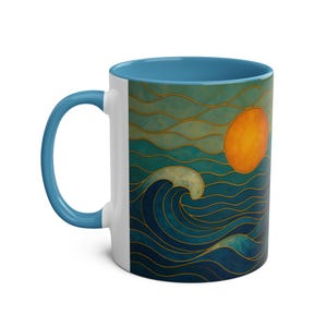 Stained Glass Ocean Wave Mug, Beach Sunset Coffee Mug, Coastal Mug, Surfer Gift, Ocean Lover Gift, Sea Mug, Nautical Mug, Beach House Gift image 4