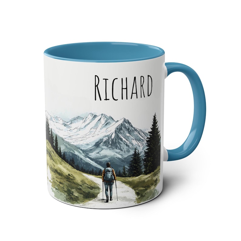 Personalized Hiker Mug, Custom Name Ceramic Hiking Coffee Mug, Mountain Landscape Tea Cup, Personalised Gift for Hikers & Nature Lovers image 8
