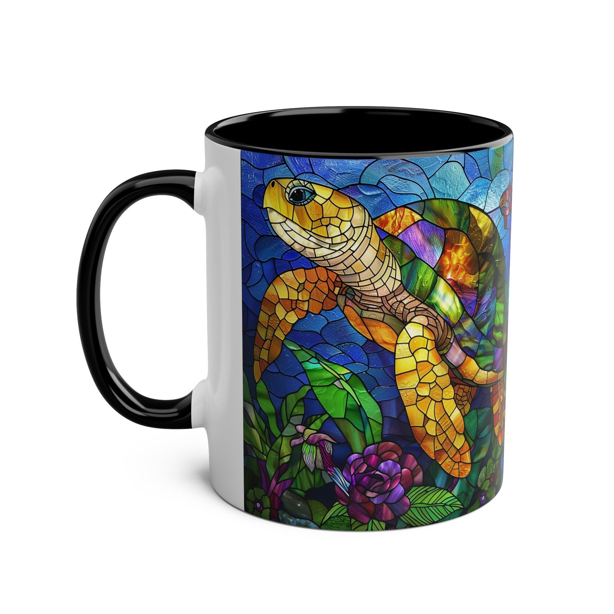 Turtle Shell Cups Stained Glass Sea Turtle Mug, Ceramic Turtle Cup 11oz, Perfect Gift for ...