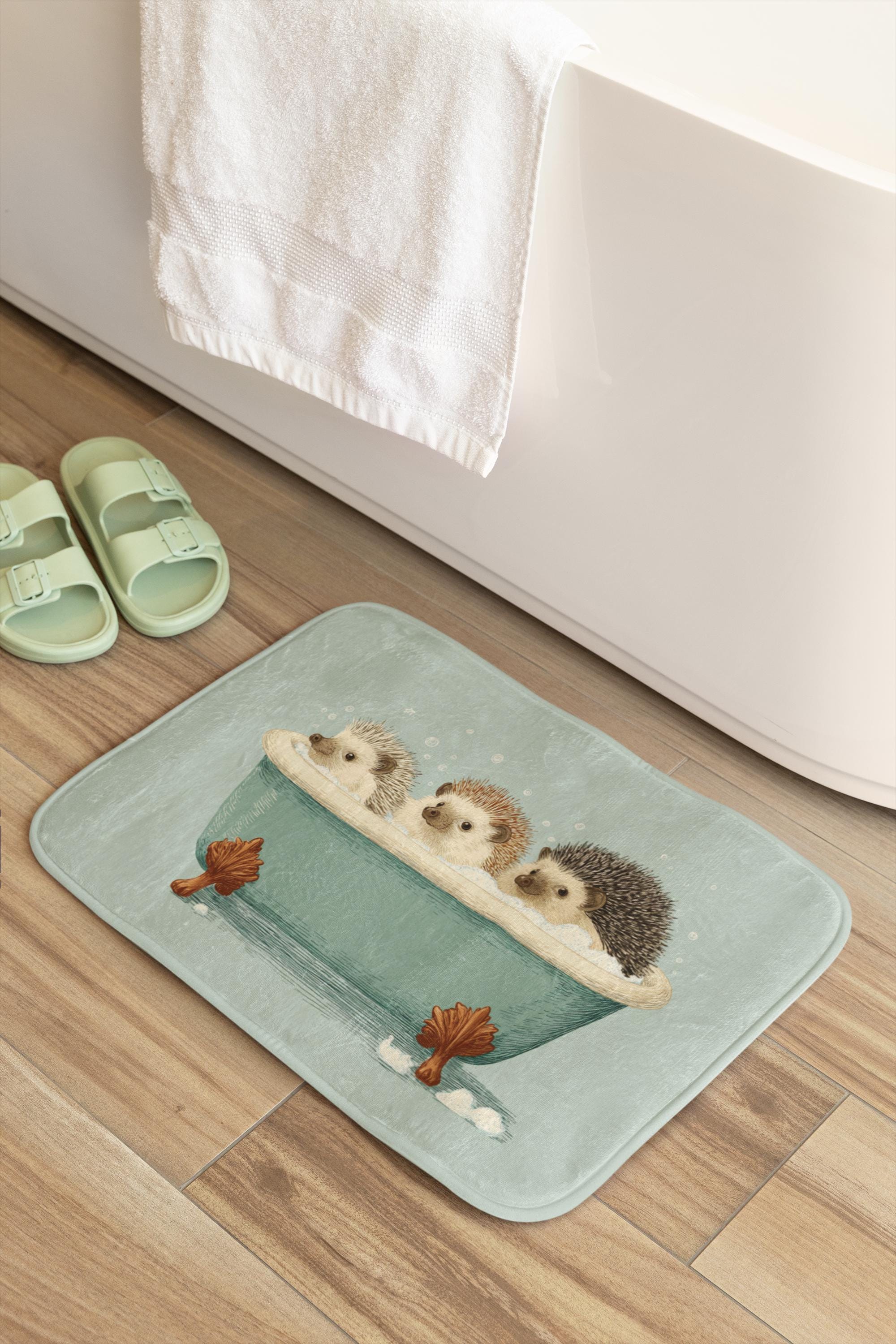 Hedgehog Rug Hedgehog Bath Mat, Cute Animal Bathroom Rug, Whimsical Woodland Decor ...