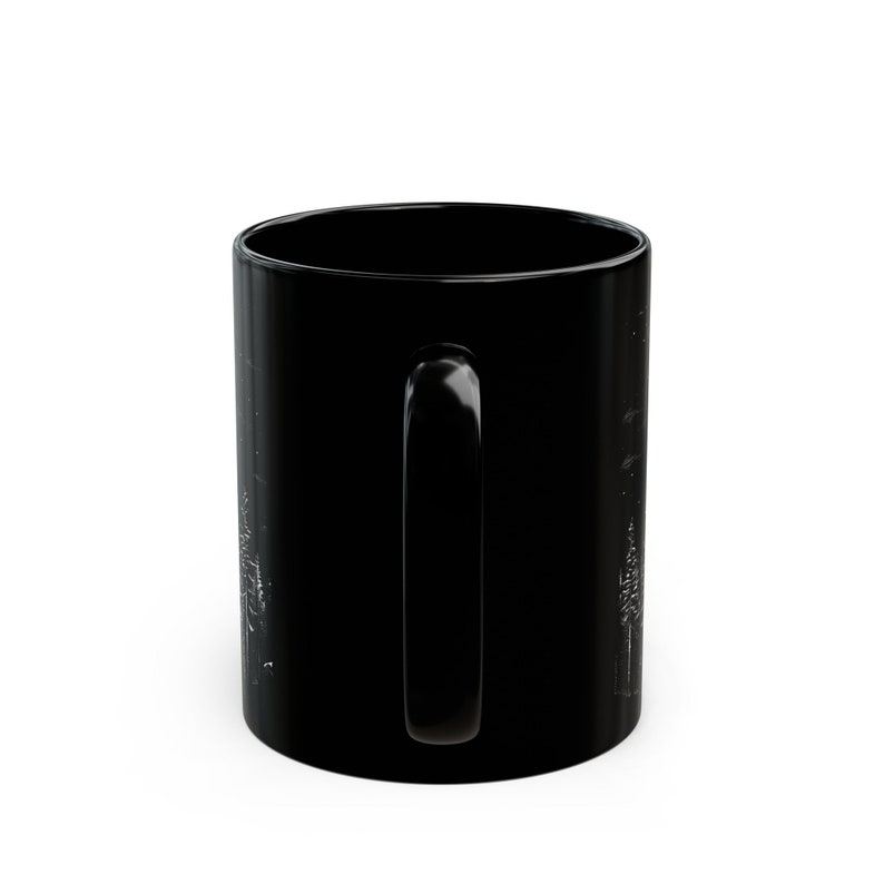 UFO Coffee Mug, Black UFO Mug, UFO Over Forest Ceramic 11oz, Alien Coffee Cup, Space Cup, Alien Gift, Sci-Fi Mug, Gift for Sci-Fi Lovers image 7