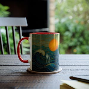 Stained Glass Ocean Wave Mug, Beach Sunset Coffee Mug, Coastal Mug, Surfer Gift, Ocean Lover Gift, Sea Mug, Nautical Mug, Beach House Gift image 10