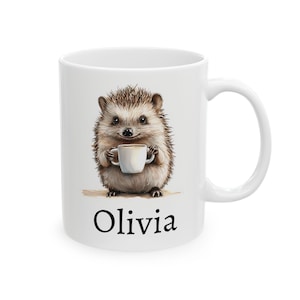 Personalized Hedgehog Mug, Ceramic Hedgehog Coffee Mug 11oz 15oz, Custom Name Mug, Cute Hedgehog Gift, Custom Coffee Cup, Name Gift image 8