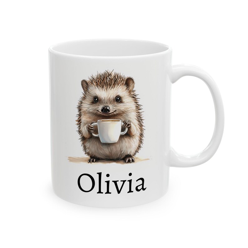 Personalized Hedgehog Mug, Ceramic Hedgehog Coffee Mug 11oz 15oz, Custom Name Mug, Cute Hedgehog Gift, Custom Coffee Cup, Name Gift image 8