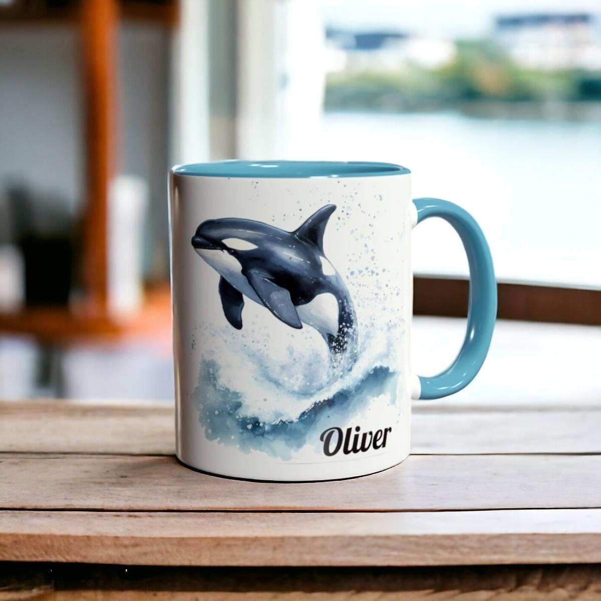 Personalized Orca Whale Mug, Ceramic Killer Whale Coffee Cup 11oz