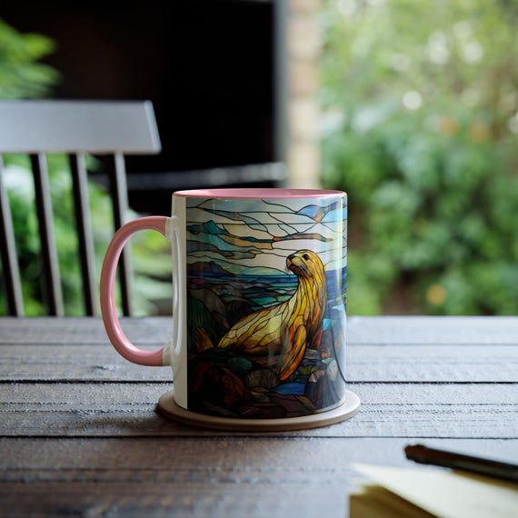 Stained Glass Seal Mug 11oz, Ocean Wildlife Coffee Cup, Cute Marine Animal  Ceramic Mug, Nature Lover Gift, Unique Coastal Decor Drinkware, - Etsy