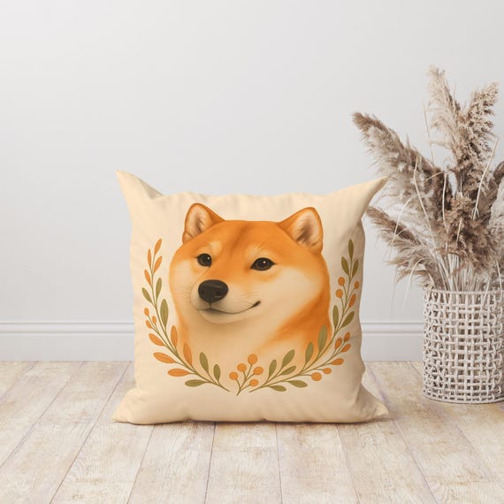 Shiba Inu Pillow, Cute Dog Cushion, Japanese Pet Decor, Kawaii