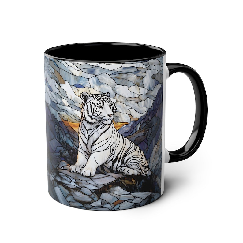 Taza Tigre Blanco de 325 ml, Taza de café con diseño de majestuoso felino, Taza de cerámica con diseño de vida silvestre, Taza con diseño de tigre de Bengala, Regalo para amantes de los animales, Taza única con diseño de naturaleza imagen 3