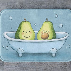 Alfombra de baño con aguacate, bonita alfombra de baño con fruta, decoración de cocina kawaii, divertida alfombra de baño con aguacate, alfombra de baño original, regalo para amantes del aguacate.