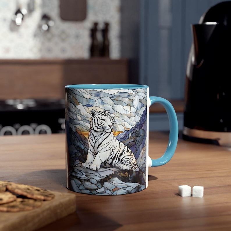 Taza Tigre Blanco de 325 ml, Taza de café con diseño de majestuoso felino, Taza de cerámica con diseño de vida silvestre, Taza con diseño de tigre de Bengala, Regalo para amantes de los animales, Taza única con diseño de naturaleza imagen 10