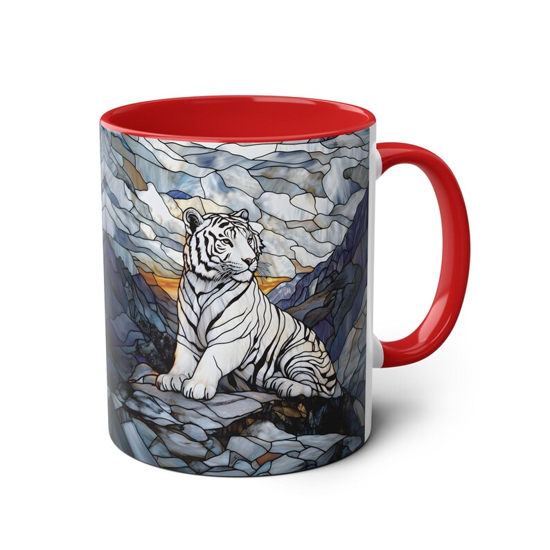 Taza Tigre Blanco de 325 ml, Taza de café con diseño de majestuoso felino, Taza de cerámica con diseño de vida silvestre, Taza con diseño de tigre de Bengala, Regalo para amantes de los animales, Taza única con diseño de naturaleza imagen 9