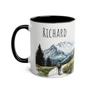 Personalized Hiker Mug, Custom Name Ceramic Hiking Coffee Mug, Mountain Landscape Tea Cup, Personalised Gift for Hikers & Nature Lovers image 5