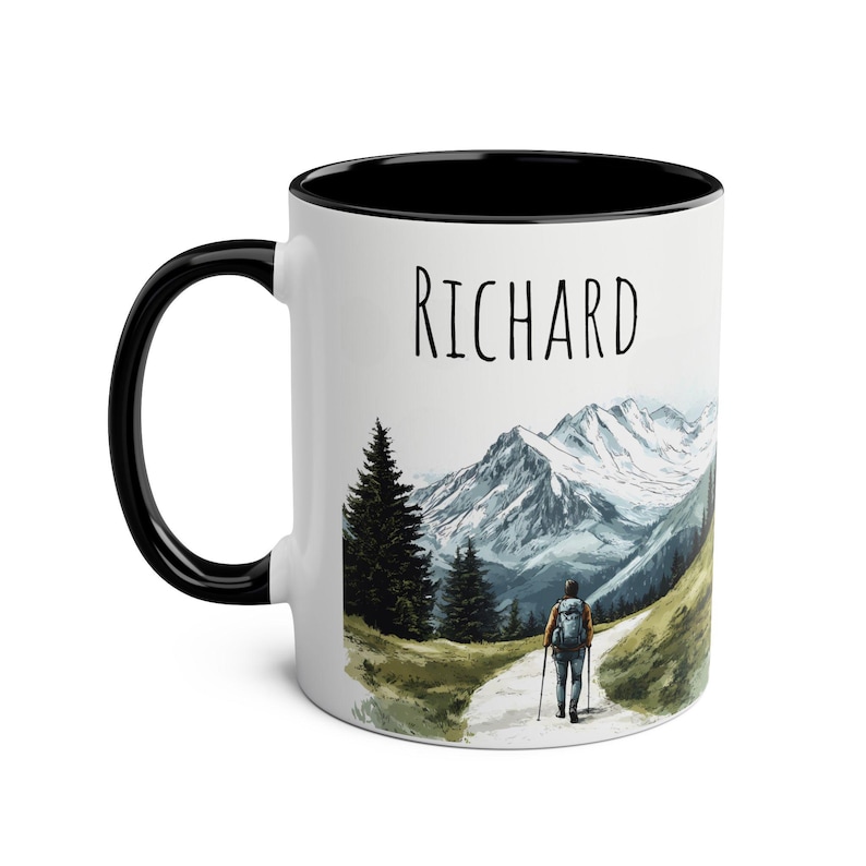 Personalized Hiker Mug, Custom Name Ceramic Hiking Coffee Mug, Mountain Landscape Tea Cup, Personalised Gift for Hikers & Nature Lovers image 5