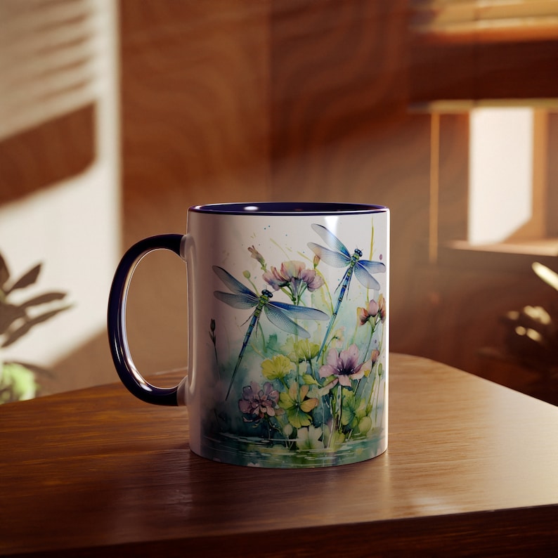 Dragonfly Watercolor Mug, Floral Ceramic Coffee Mug, Dragonfly Gift, Botanical Garden Mug, Nature Lover Gift, Gift for Her, Cottagecore Mug image 8