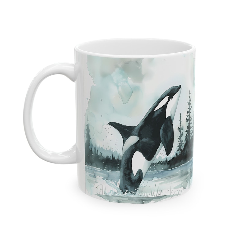 Orca Whale Mug, Ceramic Killer Whale Mug, Ocean Themed Orca Coffee Mug, Orca Cup, Killer Whale Gift, Orca Lover Gift, Sea Animals Gift image 3