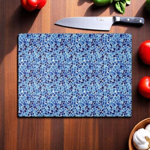 Portuguese Mosaic Glass Cutting Board, Blue Tile Kitchen Decor, Mediterranean Chopping Board, Colorful Serving Tray Unique Housewarming Gift