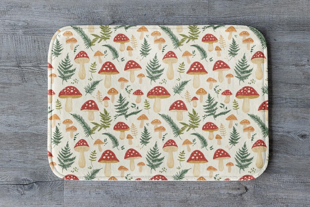 Toadstool Rug Mushroom Bath Mat, Toadstool Bathroom Rug, Cottagecore Aesthetic Non ...