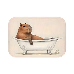 Capybara Bath Mat, Funny Capybara in Bathtub, Cute Bath Mat, Whimsical Bathroom Rug, Capybara Gift, Animal Lover Bathroom Decor, Unique Gift image 9