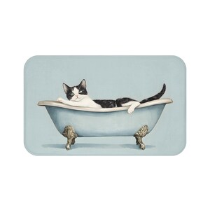 Tapis de bain chat, tapis de salle de bain animaux mignons, cadeau drôle d'amant de chat, tapis de douche fantaisiste de décoration de chaton antidérapant, accent unique de salle de bain confortable pour chat image 8
