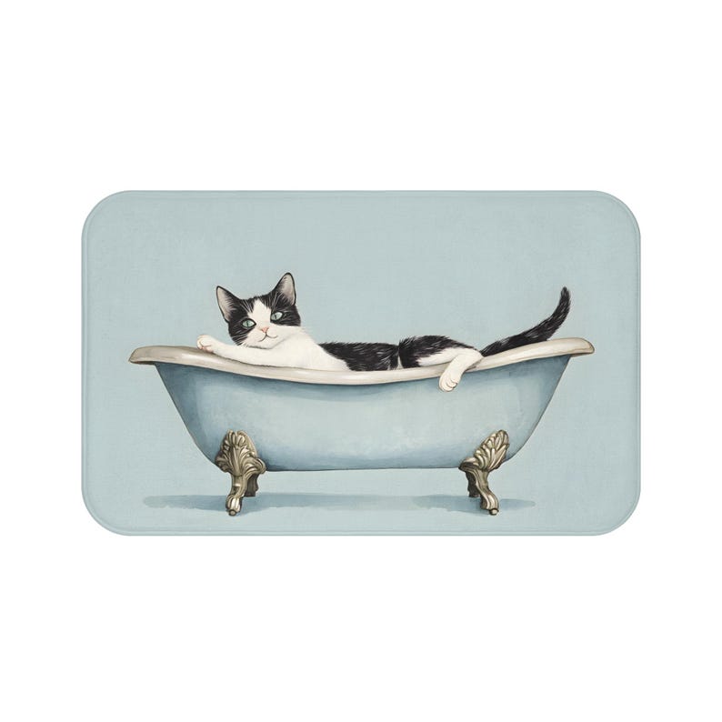 Tapis de bain chat, tapis de salle de bain animaux mignons, cadeau drôle d'amant de chat, tapis de douche fantaisiste de décoration de chaton antidérapant, accent unique de salle de bain confortable pour chat image 8