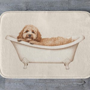 Cockapoo Bath Mat, Cute Dog Bathroom Rug, Funny Pet Decor, Fluffy Puppy Mat, Non-Slip Shower Mat Rug, Animal Lover Gift Cozy Bathroom Accent