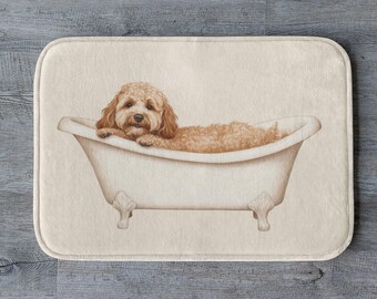 Cockapoo Bath Mat, Cute Dog Bathroom Rug, Funny Pet Decor, Fluffy