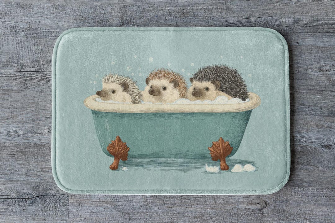 Hedgehog Rug Hedgehog Bath Mat, Cute Animal Bathroom Rug, Whimsical Woodland Decor ...