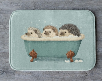 Tapis de bain hérisson, tapis de salle de bain animal mignon, décoration boisée fantaisiste, cadeau drôle pour amoureux des animaux de compagnie, tapis de salle de bain doux et antidérapant, cadeau pour amoureux de hérisson