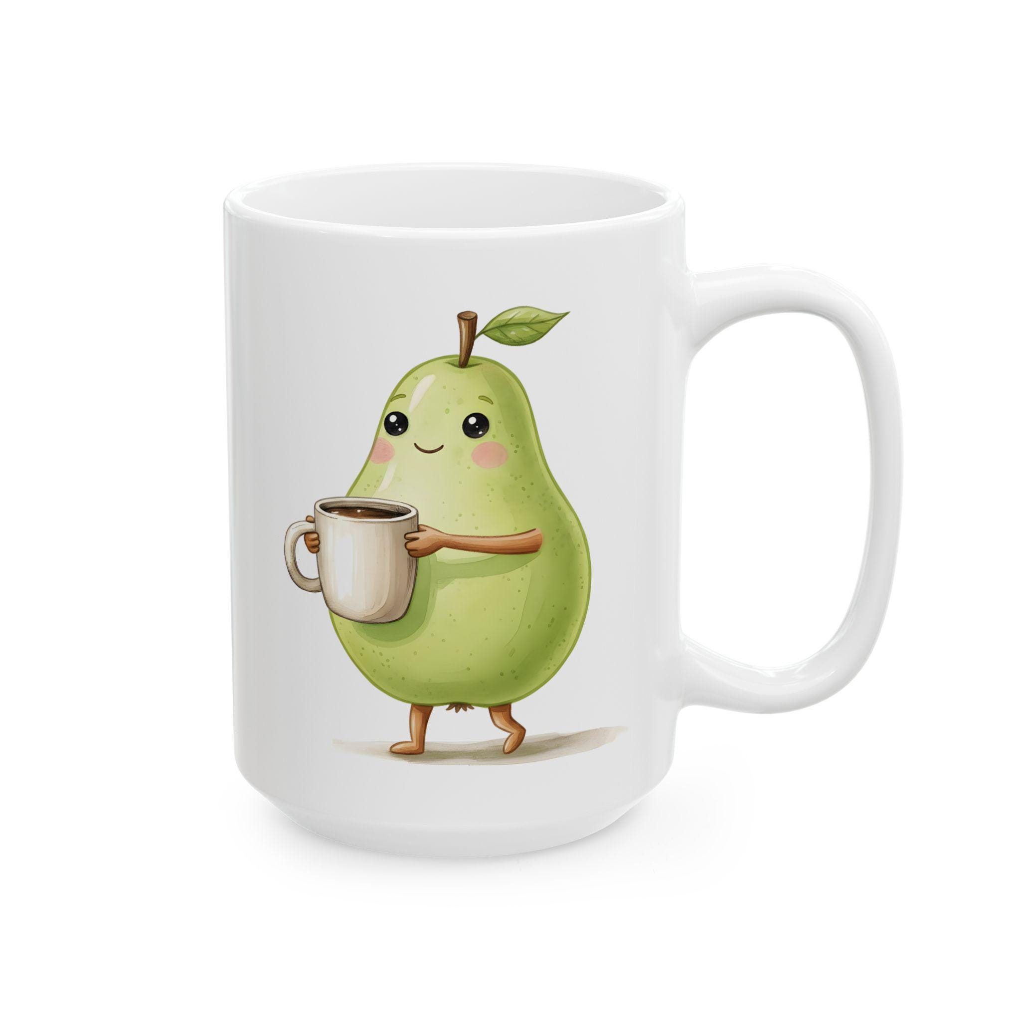 Pear Mug, Cute Pear Coffee Mug, Funny Fruit Mug, Kawaii Food Mug, Vegan ...