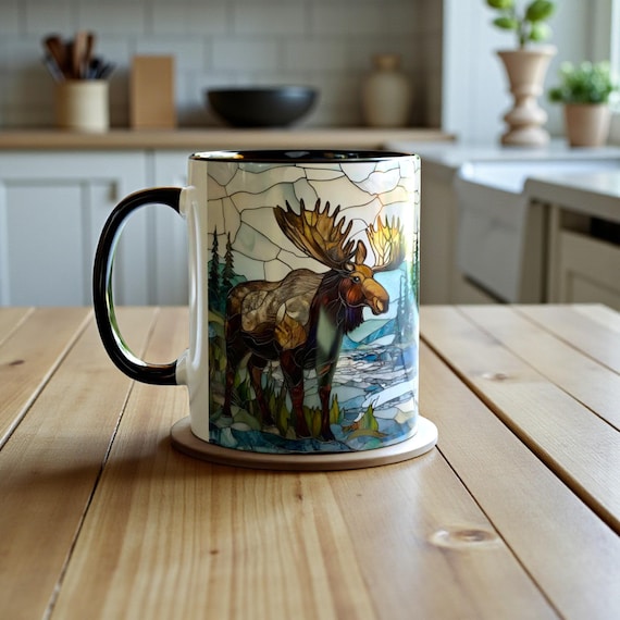 Stained Glass Moose Mug, Wildlife Coffee Cup 11oz, Woodland Animal Gift,  Rustic Cabin Decor, Outdoorsman Gift, Moose Lover Gift, Hunting Mug - Etsy