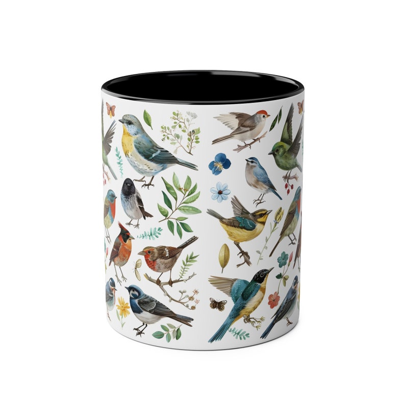 Ceramic Bird Mug, Bird Coffee Cup, Hummingbird Songbirds Artistic Mug, Mug with Birds, Bird Cup, Bird Lover Gift, Birdwatcher Mug image 5