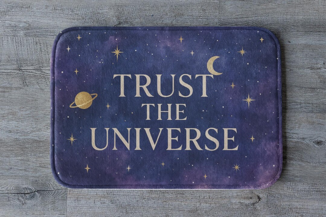 Trust the Universe Bath Mat, Spiritual Bathroom Decor, Celestial Quote ...