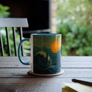 Stained Glass Ocean Wave Mug, Beach Sunset Coffee Mug, Coastal Mug, Surfer Gift, Ocean Lover Gift, Sea Mug, Nautical Mug, Beach House Gift image 6