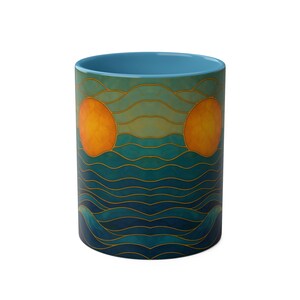 Stained Glass Ocean Wave Mug, Beach Sunset Coffee Mug, Coastal Mug, Surfer Gift, Ocean Lover Gift, Sea Mug, Nautical Mug, Beach House Gift image 5