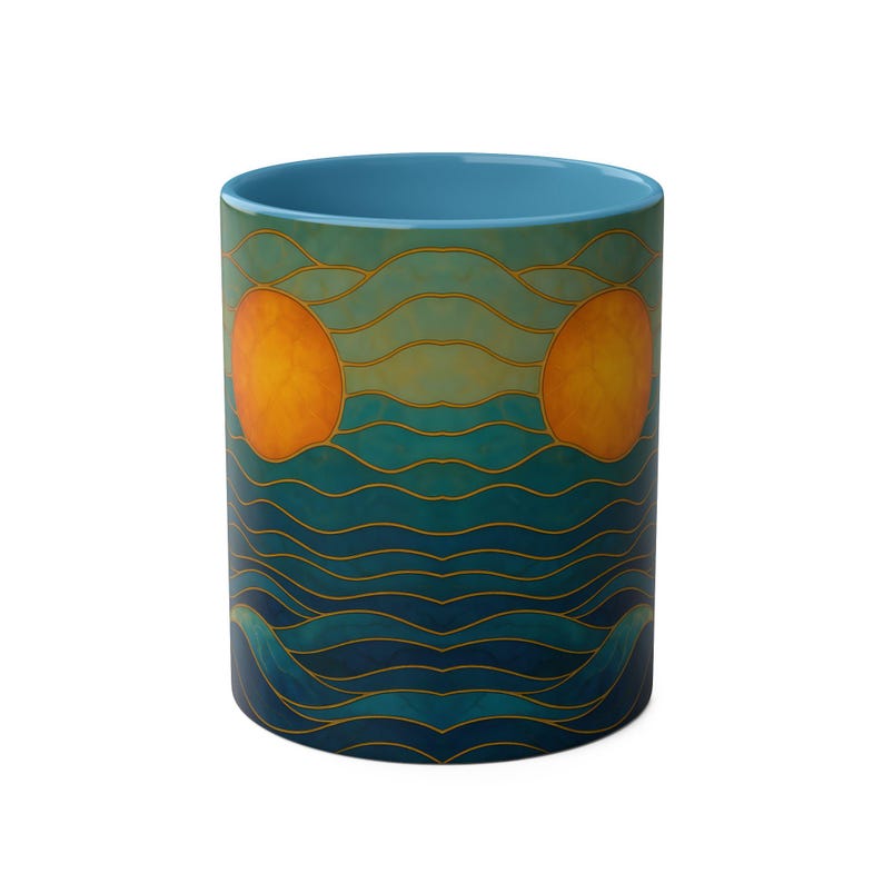Stained Glass Ocean Wave Mug, Beach Sunset Coffee Mug, Coastal Mug, Surfer Gift, Ocean Lover Gift, Sea Mug, Nautical Mug, Beach House Gift image 5